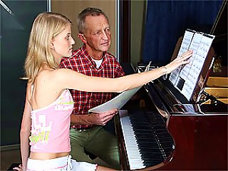 Cute Blonde Teen Gets Fucked Doggy Style By Her Old Piano Teacher