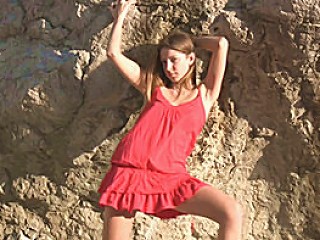 Extreme Teen On Rocks