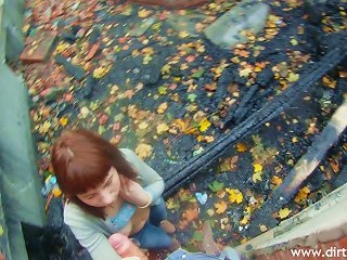 Readhead Teen Perfmors Ritual And Is Fucked Outdoors